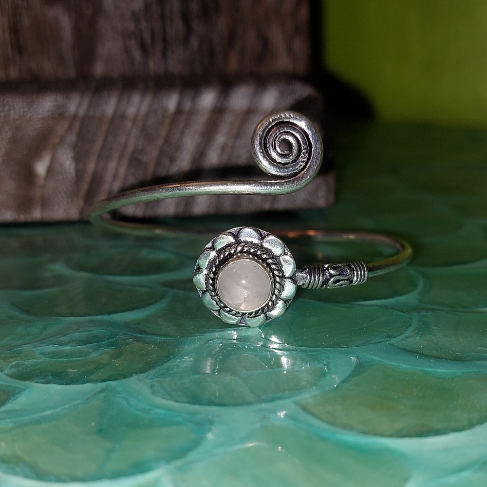 Rose Quartz Bangle Adjustable Bracelet